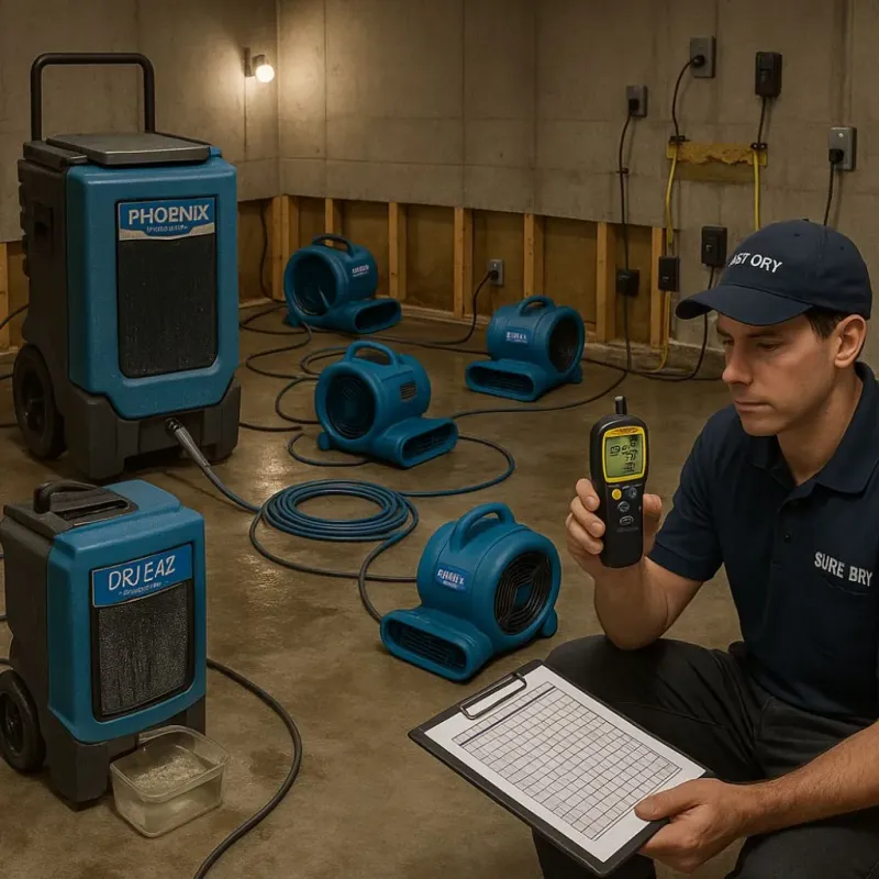 Structural Drying and Dehumidification process in Amelia, OH